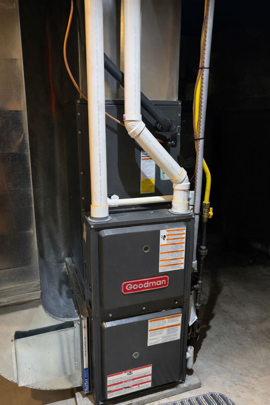 A Goodman furnace with new venting
